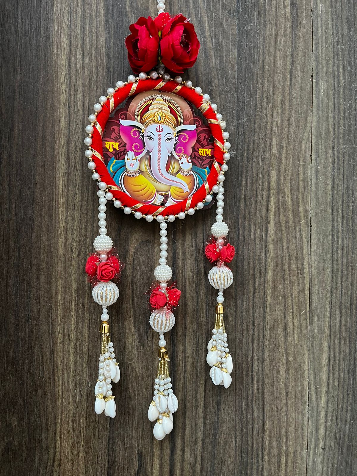 MDF Ganesh Ji Latkan & Moti Chudi Hanging, for Diwali Decoration, Home Decoration and All Festival Decor Pack of 2 (SMALL142)