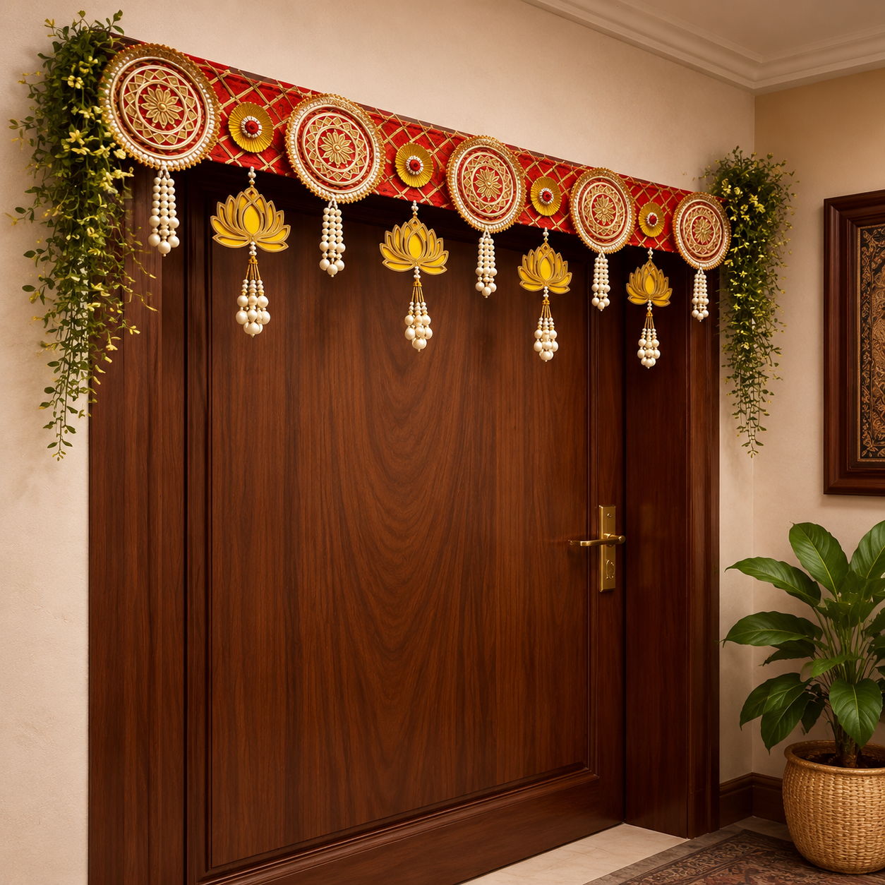 Nutts Decorative Patra MDF Lotus Bandhanwar For Decoration