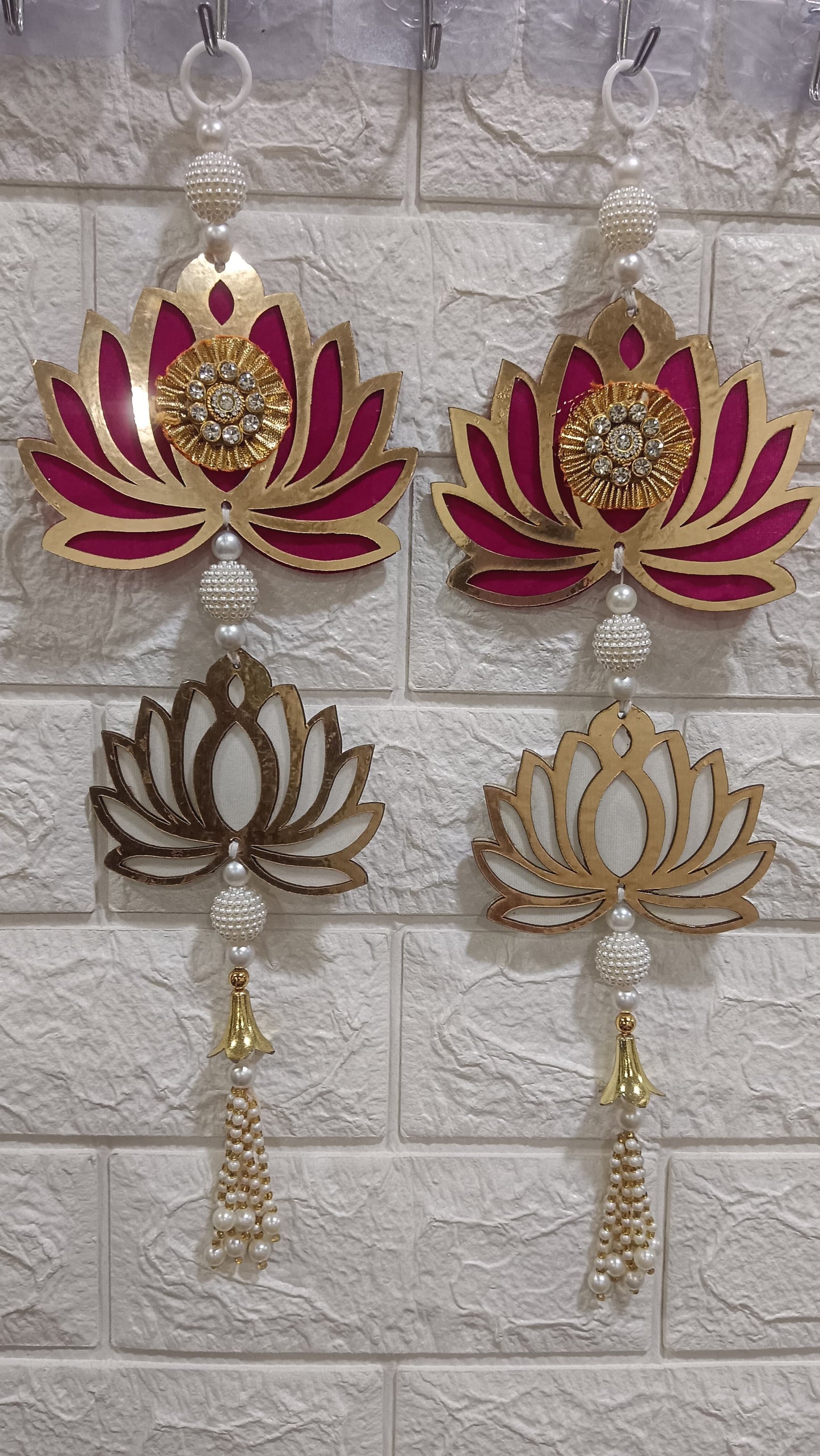 Nutts Lotus Decorative Hanging Ideal For Pooja And Mandir Use Enhances Spiritual Decor With Elegant Lotus Design Perfect For Home Temple And Festive Decoration