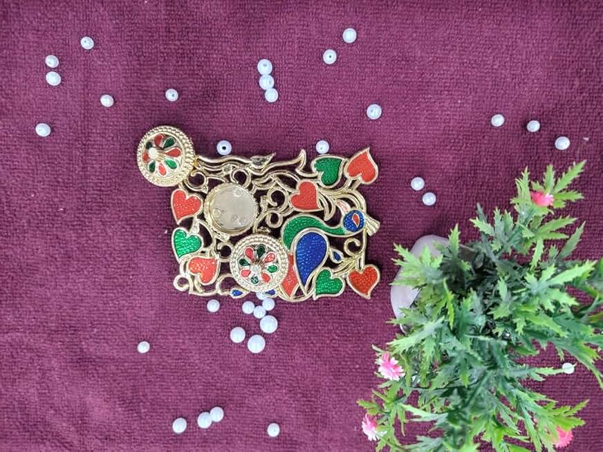 Sellplus Petals Pecock Designer Traditional Pooja Plater, Sindoor Dibbi for Rakhi Rakshabandhan, Tilak with Kumkum,Haldi Holder Decorative Plater (2)