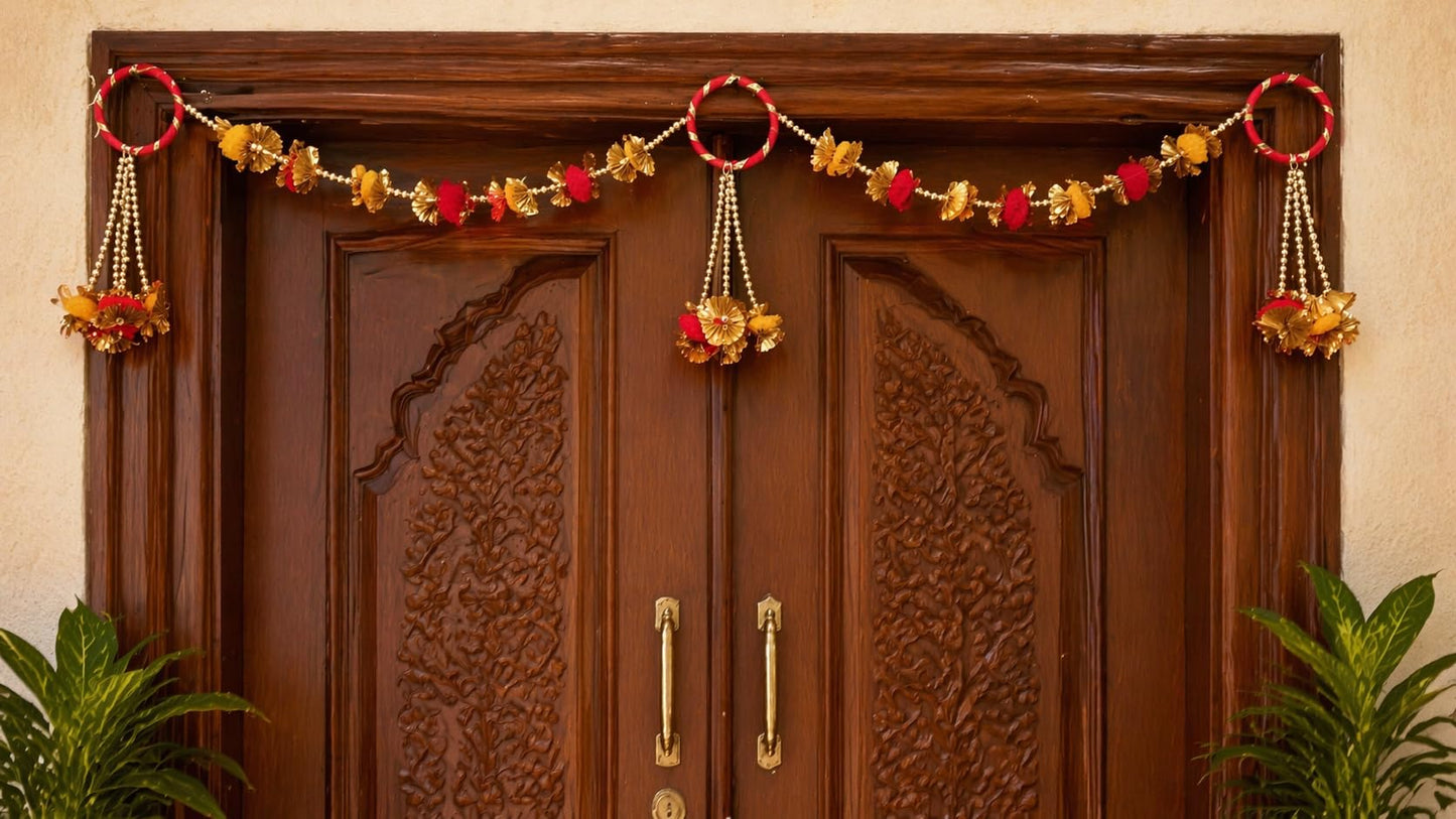 Sellplus Handmade Bandhanwar Decorative | Handcrafted Decorative Bandhanwar Toran for Door Entrance Wall Temple Decor (Pack of 1) (BDHW427-2)