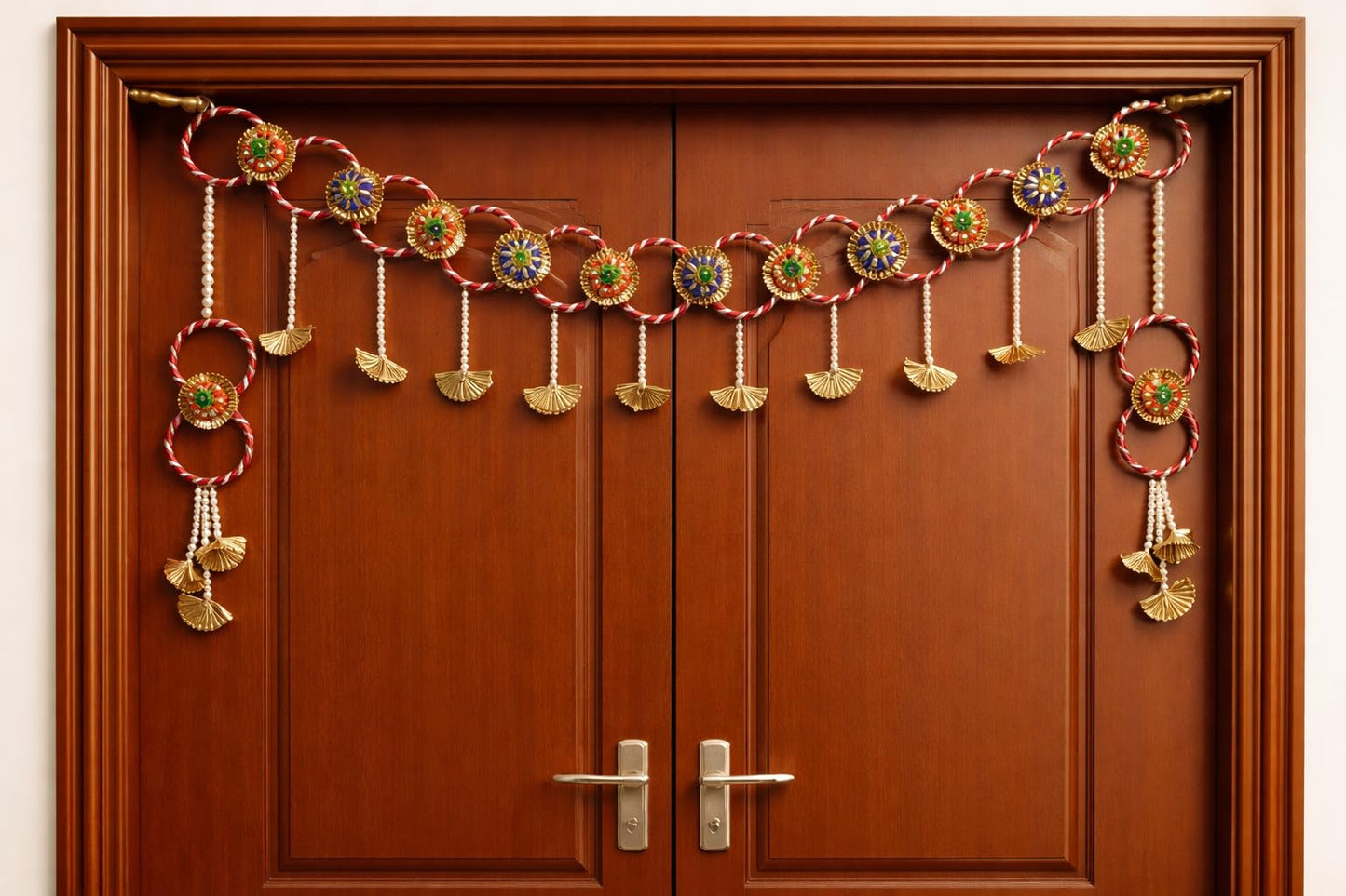 Sellplus Handmade Bandhanwar Decorations | Handmade Door Hanging Bandhanwar Toran with Beads and Floral Design (Pack of 1) (BDHW289)