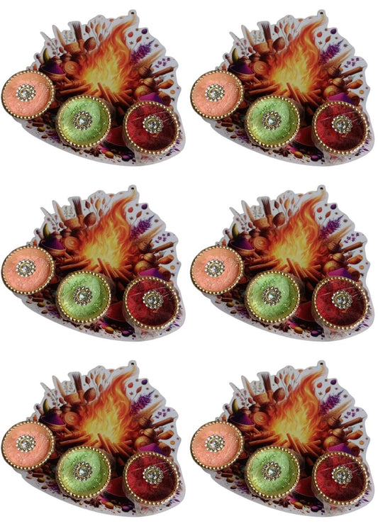 NUTTS Traditional MDF Holi Fire with Decorative Holi Return Gifts for Festival Celebration (HOLIPLATE-65)