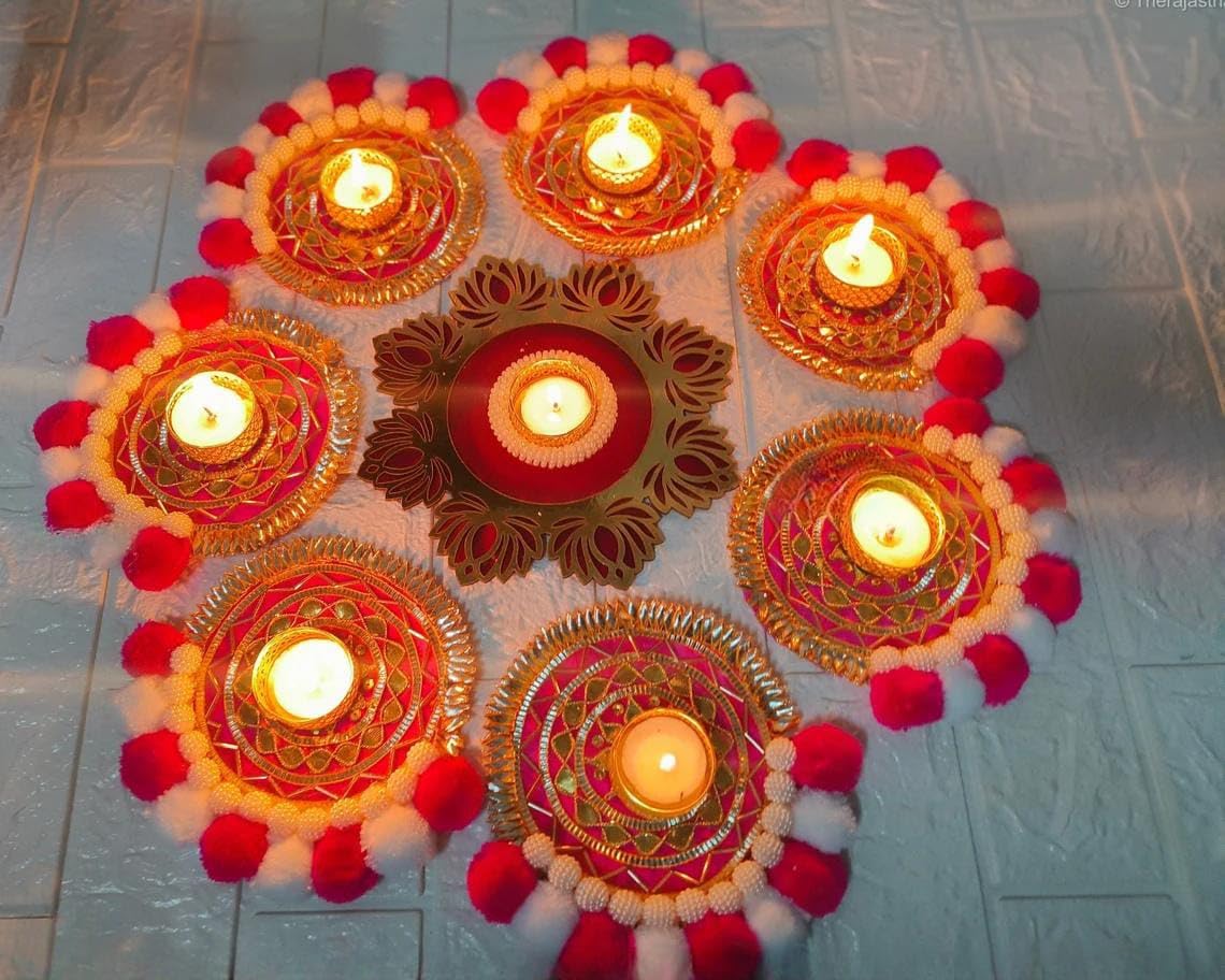 Sellplus Beautifully Crafted Rangoli with an Elegant Floral Pattern that enhances the Beauty of Your Home Entrance Pooja Room Living Room Office or Festive (Rang46)