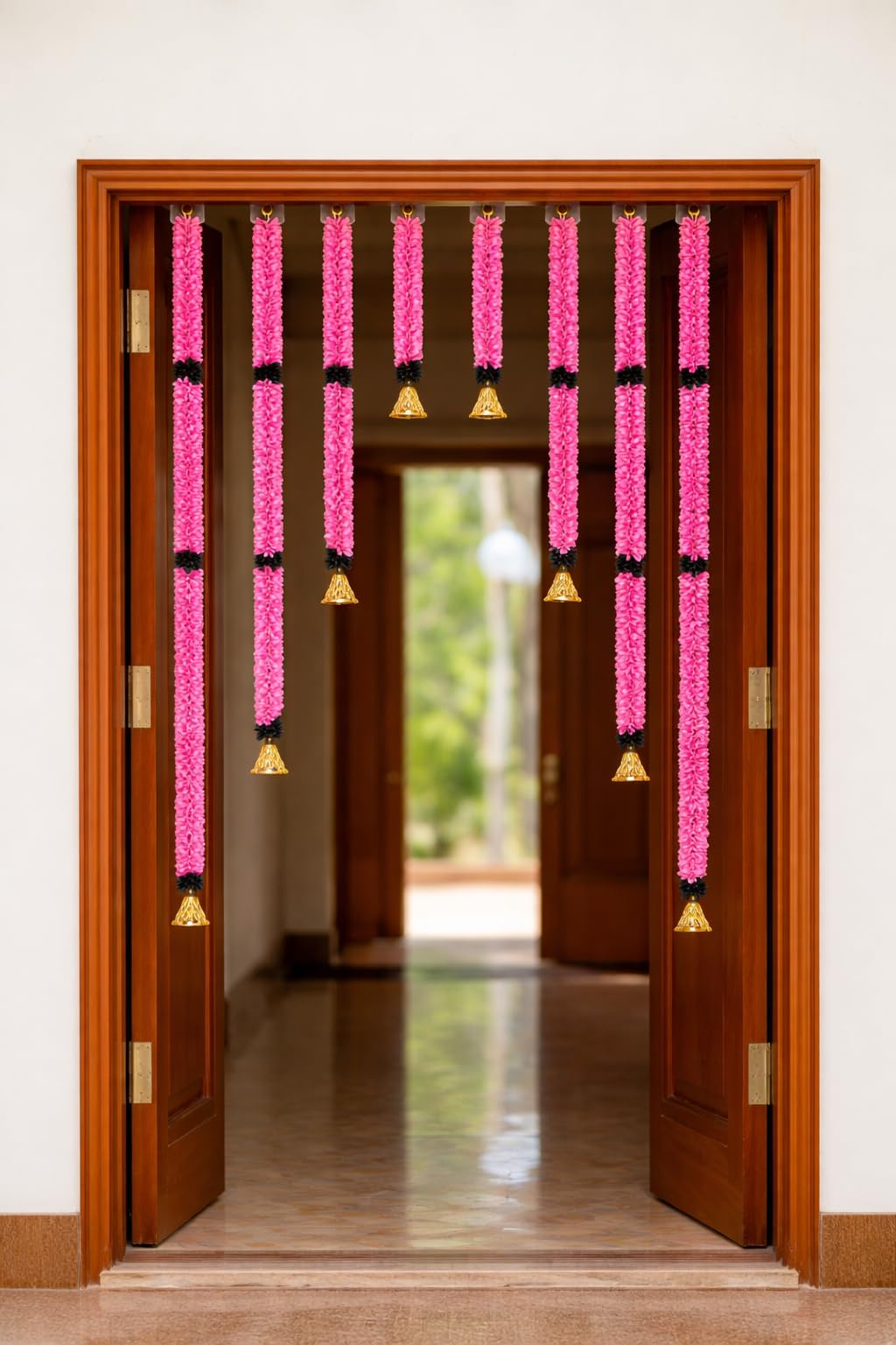 SellPlus Decorative Pink Fabric gajra Leaf Bell Bandhanwar for Home Decoration and Festival Decor Parfect for Wedding and Pooja Festival Special Occasions (BDHW238.2)