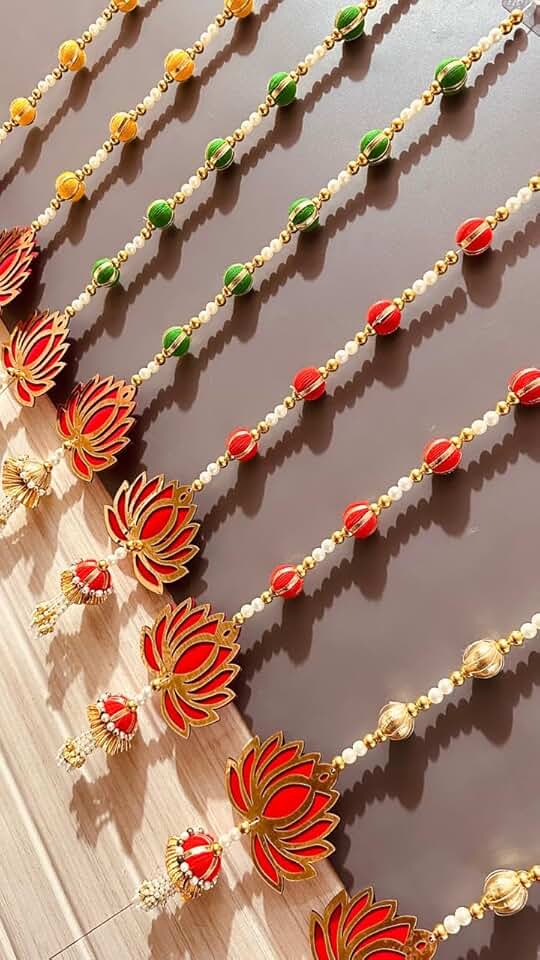 Lotus Wall Hanging latken for Diwali Decoration,Home Decor,Office, Pooja Area,Inside Temple,Wedding,Beautiful Wall Hanging with Lotus, Garland with Wall Hanging Lotus latken
