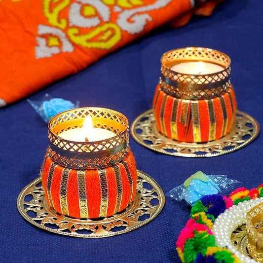 Sellplus Decorative Jaali Plate Matki Tealight Holder | Decoration for Home | Office | Diwali | Pooja | Diwali & All Special Festival Decor (Design 20) (Pack of 4) (Tealight-198)