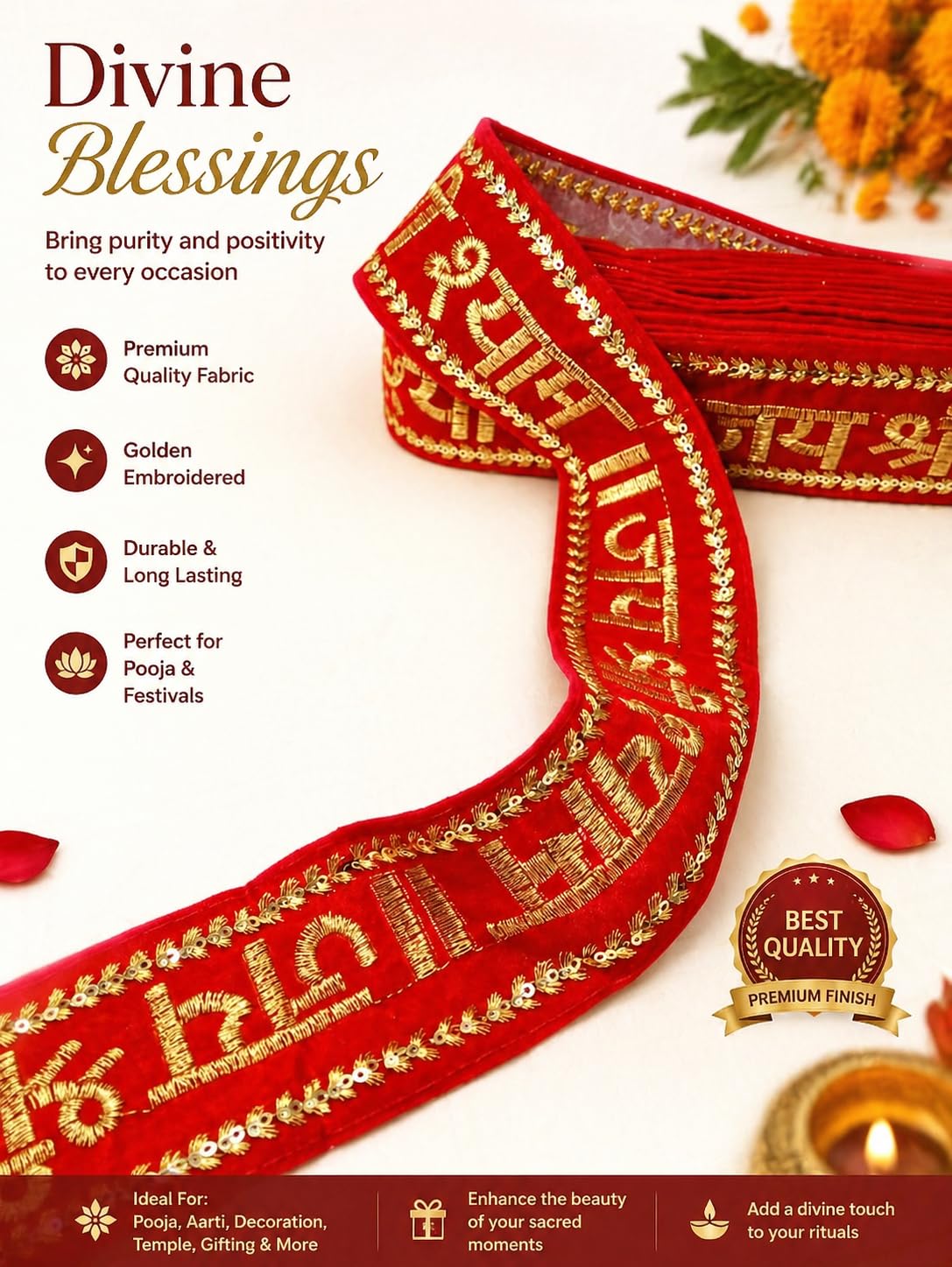Nutts Decorative Lace Border for Dupatta Suits & Saree Lace Trim Ribbon for Sewing Making and DIY Crafts (RM-LACE33-1)