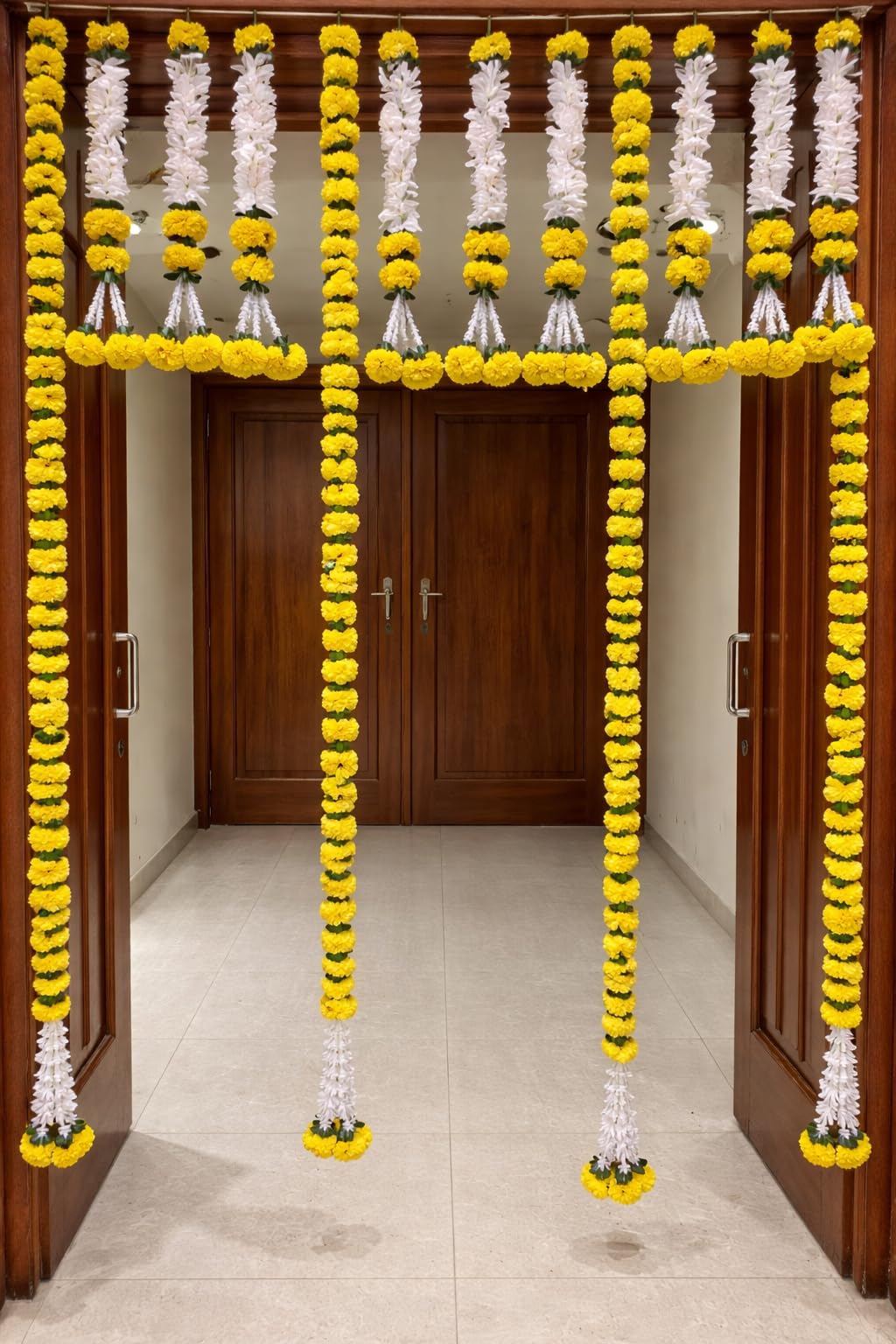 Sellplus Artificial Marigold Genda Flower Beads Decorative Bandhanwar Traditional Door Hanging Toran for Home Entrance Pooja Room Festival Decoration | Set of 1 (BDHW235)