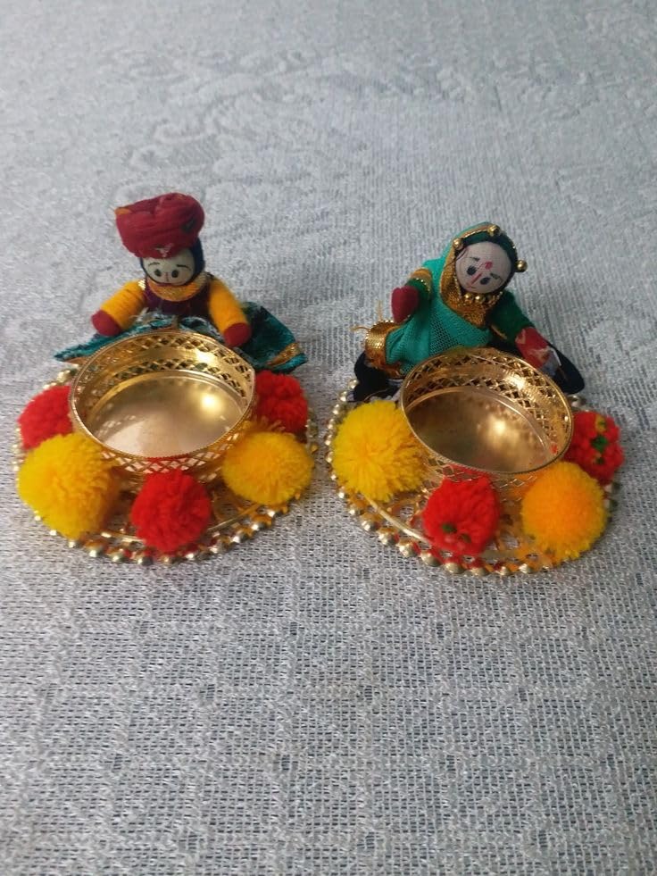 Sellplus Traditional Decorative Tealight Holder Elegant Festival Candle Stand for Home Temple Living Room Pooja Decor Wedding Diwali Celebration Accessory(Pack of 2) (Tealight-238)