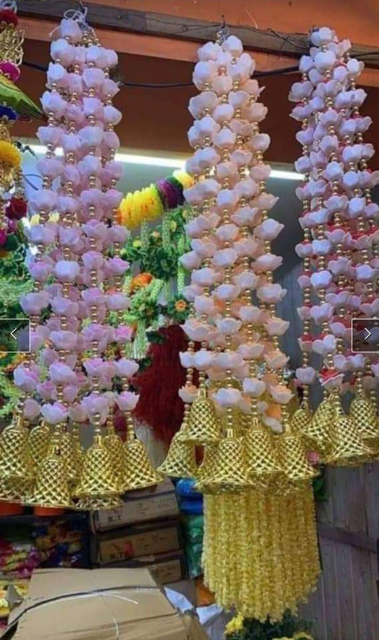 Nutts Decorative Handmade Flower Hanging | Multicolour Artificial Flower Hanging for Festival Decoration | Florel Beads Toran for Home Decor (FlowerH06)