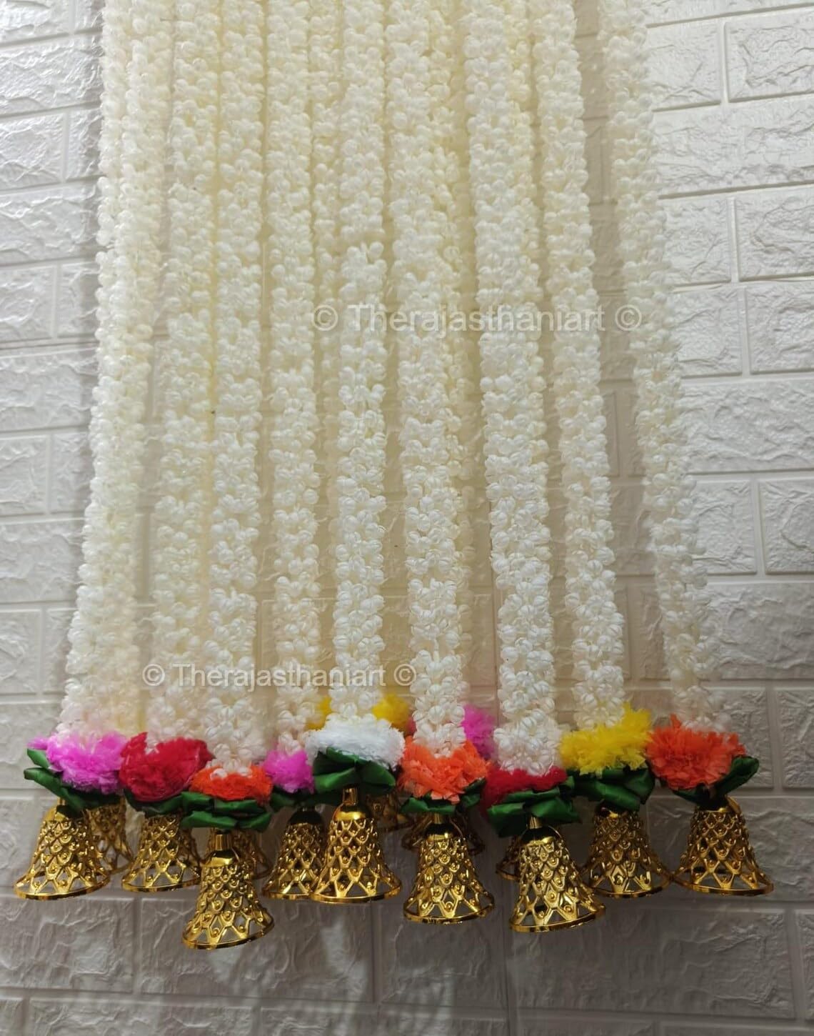 Nutts Handmade Decorative Mogra Hanging | Artificial Flower and Mogra Hanging for Decoration | Toran for Home and Festive Decor (MOGRAH16)