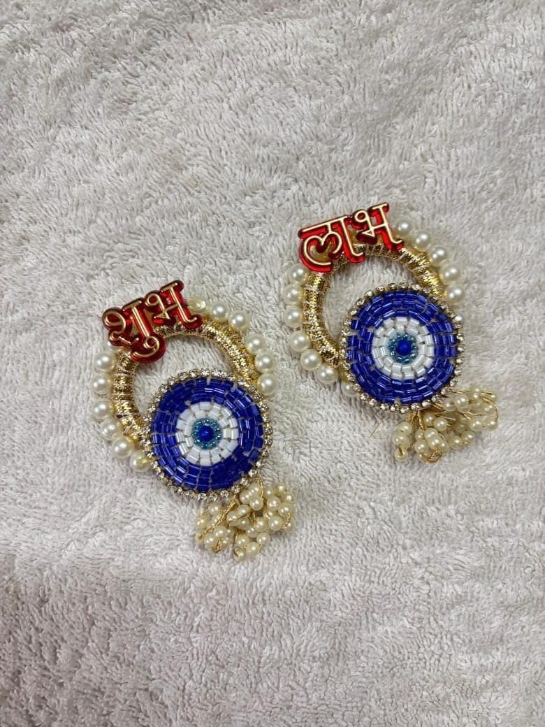 Nutts Handmade Multicolour Decorative Evil Eye Shubh-Labh Hanging Evil Eye Hanging for Decoration Toran for Home and Festive Decor (EvilEyeH-42)
