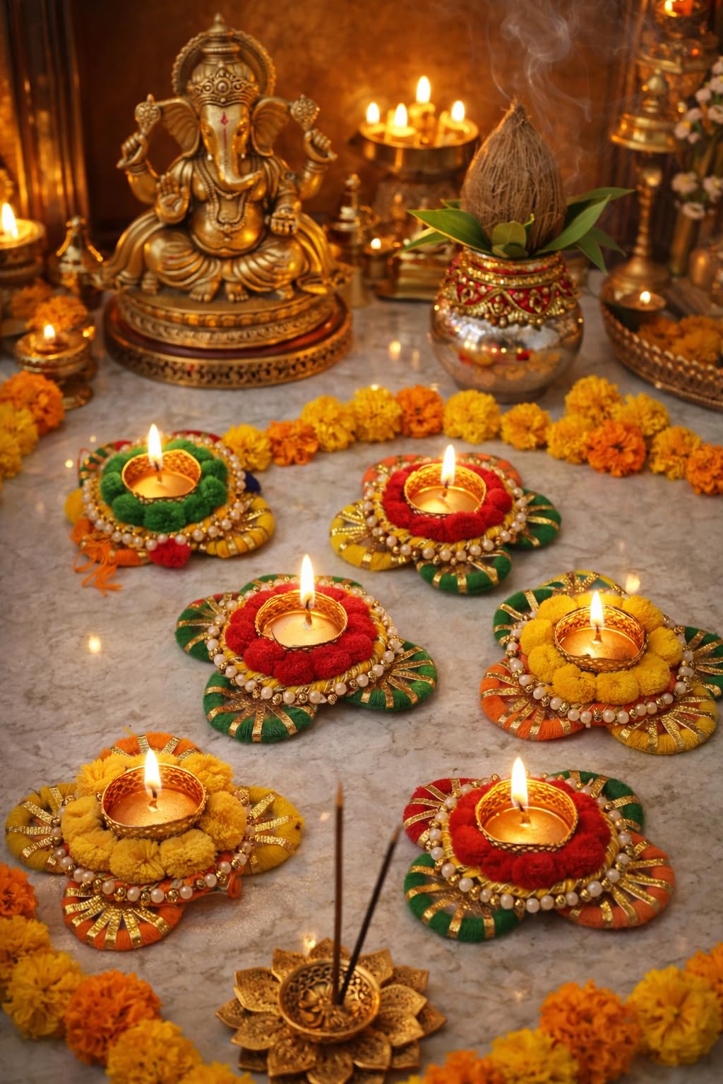 Sellplus Decorative Candle Holder for Home Decor tealight and Festival Decor and Any Occasion Use This Candle Holder(Pack of -4) (Tealight-07)
