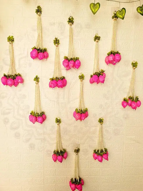 Nutts Decorative Leaf Kamalkali Moti Hanging Perfect for Home Decor | Handmade Toran Door Hanging | Hanging for Main Door | Pooja Decor & All Festival Deco (Pack of 2)(PAPERG72)