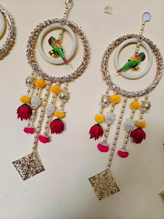Gota Chudi with Parrot Latkan Hanging Perfect for Home Decoration | Ideal for Diwali Festivities | Enhance Your Space with Graceful Touches