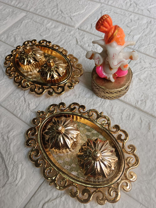 Nutts Decorative Traditional Pooja Thali Elegant Festival Prayer Plate for Home Temple Daily Worship Religious Rituals Festive Decoration (PoojaP29-1)