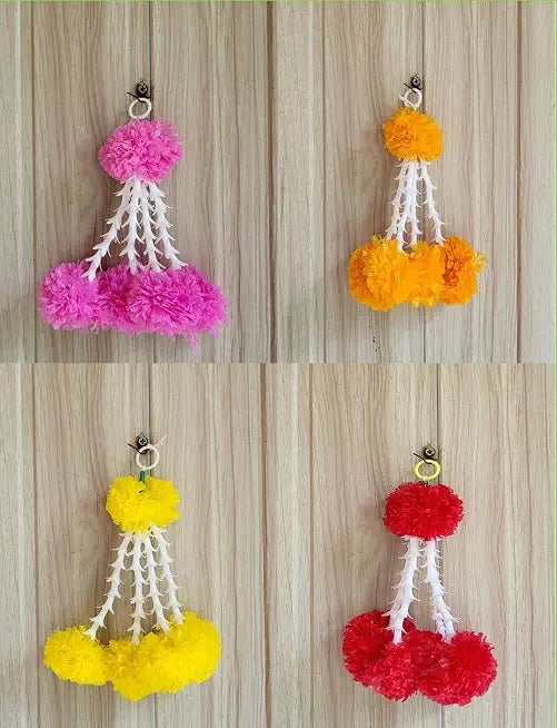 Nutts Handmade Decorative Multicolour Genda Hanging for Decoration Shubh-Labh Toran Small Toran for Decor (SMALL537)