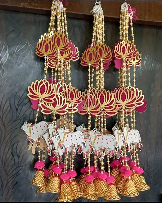Nutts Handmade MDF Lotus Wall Hanging Decor | Traditional Decorative Lotus Hanging for Home Door Wall Decor Festive Hanging Decoration (Lotus 59)