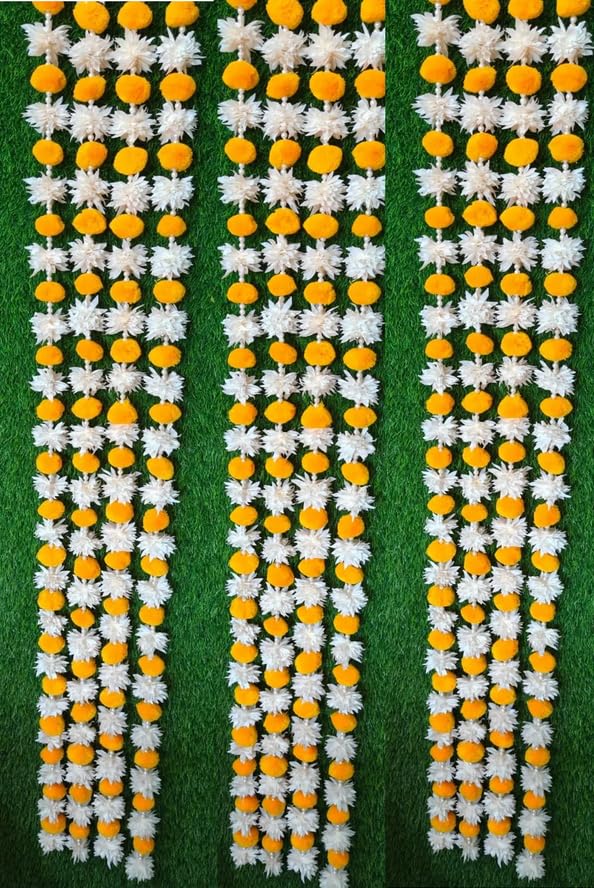 Nutts Handmade Decorative Paper Gajra Hanging | Traditional Designer White Paper Gajra Toran Hanging for Home Wedding Pooja Decoration (PAPERG120)