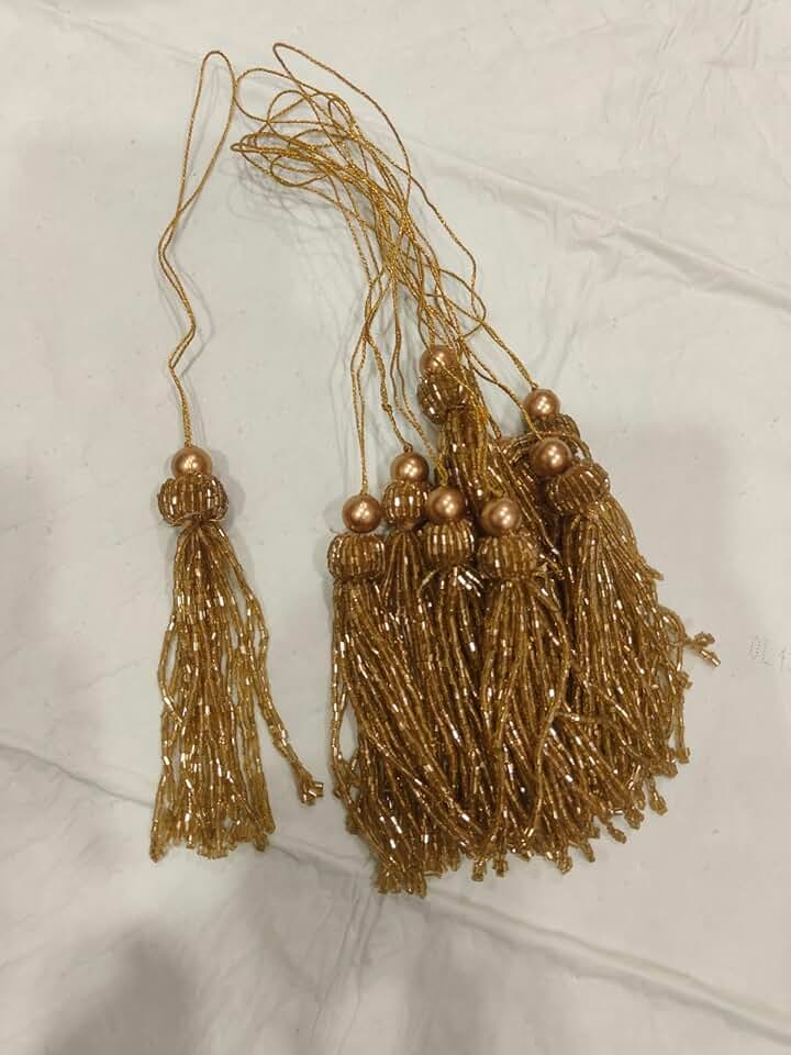 DIY Craft Accessory Handmade latkan for Saree Pallu Blouse hangings Tassels | Art Craft | Wall Hanging Making | with Loop for Jewelry Making Souvenir | (Golden) (RM-Tassel07)