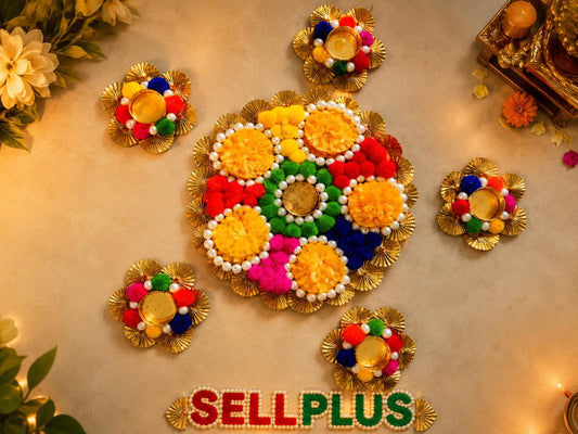 NUTTS Beautifully Crafted Rangoli with an Elegant Floral Pattern that enhances the Beauty of Your Home Entrance Pooja Room Living Room Office or Festive (Rang33)