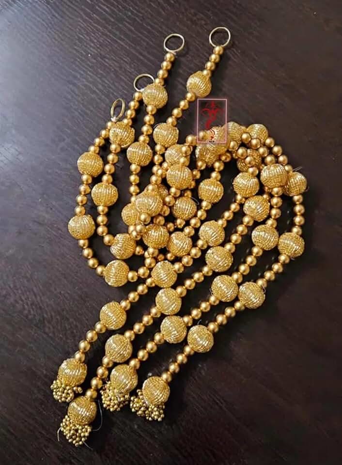 Golden Ball with Beads Hanging Perfect for Home Decoration | Ideal for Diwali Festivities | Enhance Your Space with Graceful Touches