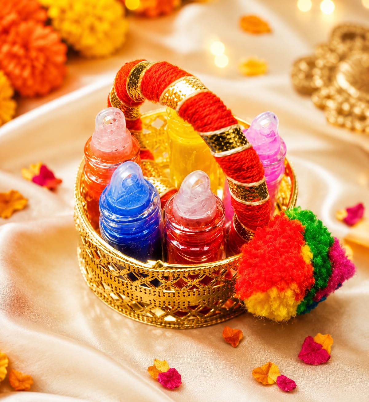 Sellplus Handmade Decorative Mini Basket Holi Plater for Festival Decoration | Traditional Pooja Ritual and Home Temple Decoration Pack of 2 (HOLIP-15)