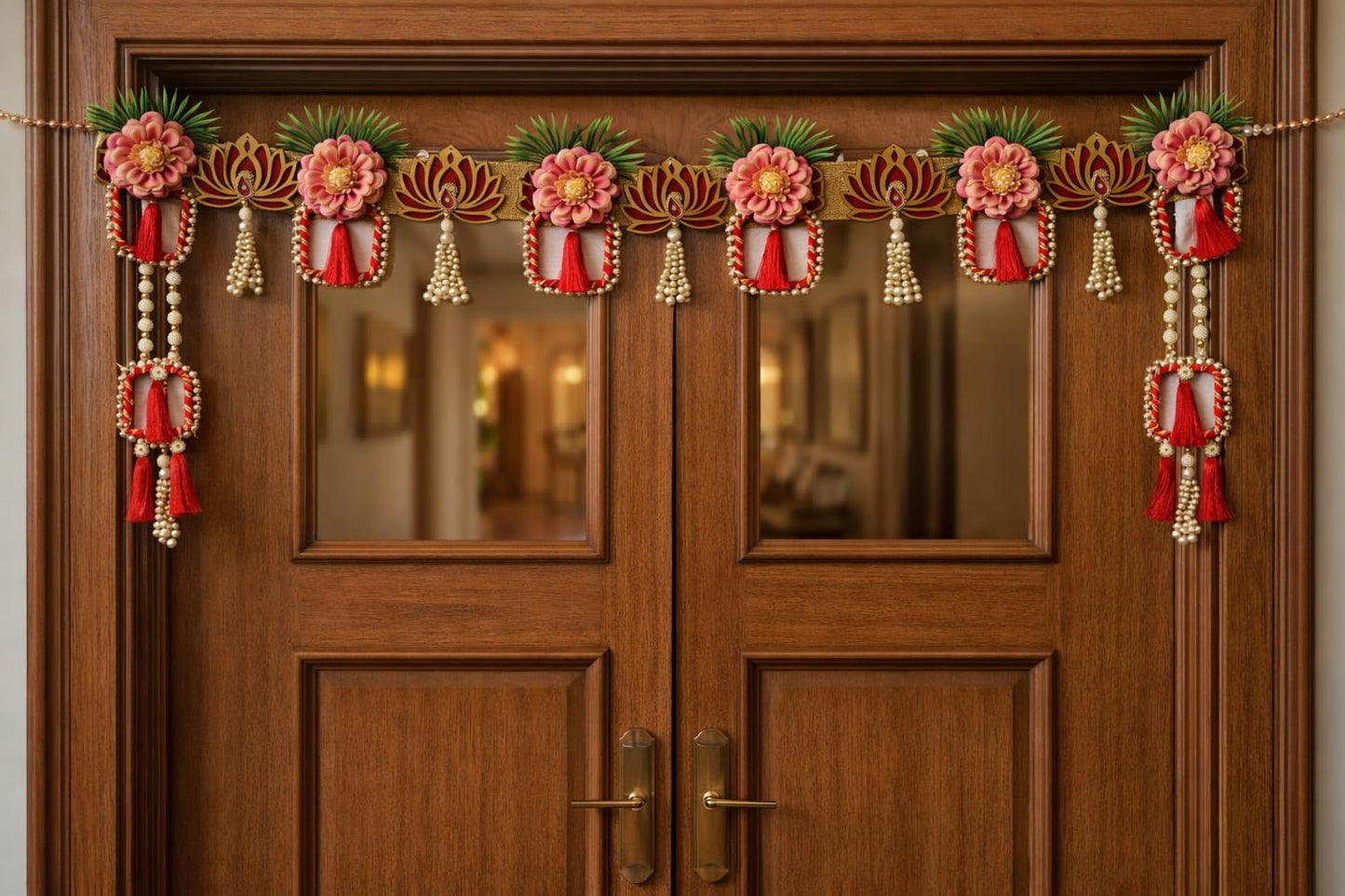 Sellplus Handmade Bandhanwar Flower Decorations | Traditional Indian Bandhanwar Toran Hanging for Main Door Pooja Mandir Diwali Decoration (Pack of 1) (BDHW341)