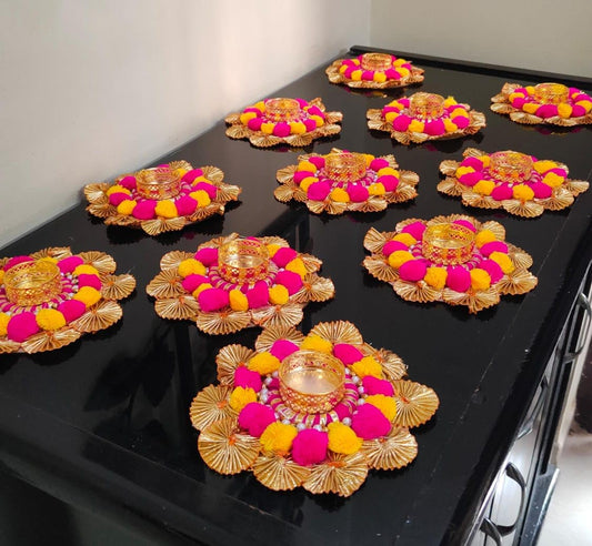 SellPlus Handmade Decorative Tealight Candle Holder for Home Decoration Diya Diwali Decoration Items Small T Lites Christams Diya Votives -Return Gift for Wedding Table Decor (Tealight-12)