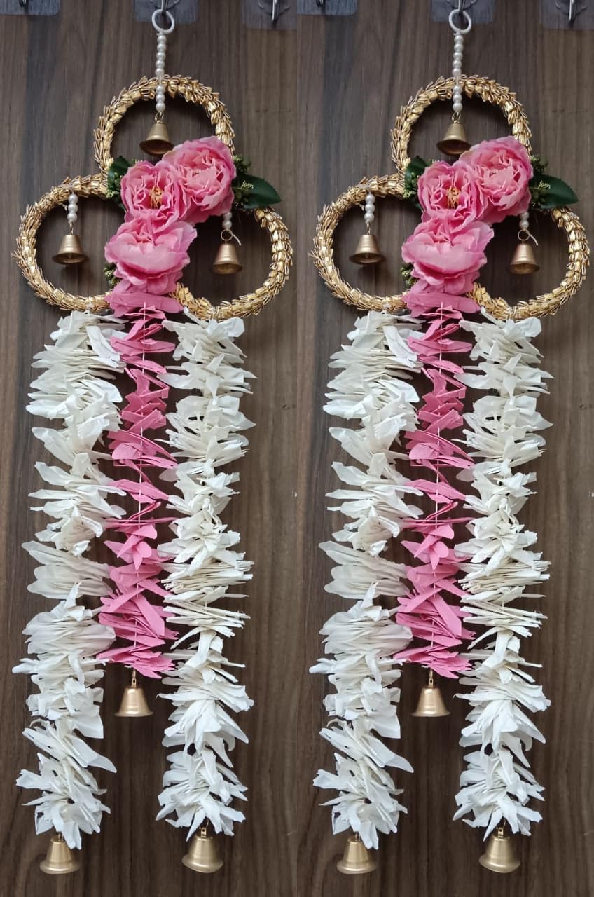 Nutts Handmade Decorative Paper Gajra Hanging | Traditional Decorative Hanging Paper Gajra for Home Entrance Decorations Hanging Pack of 2 (PAPERG94)