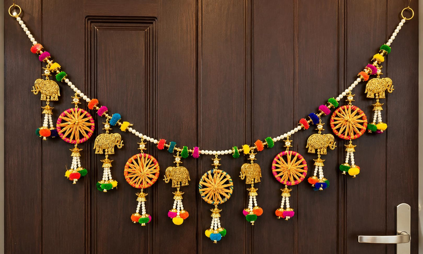 Sellplus Handmade Bandhanwar Toran Decorative | Festive Bandhanwar Toran Door Hanging for Diwali Ganesh Chaturthi Navratri Decoration (Pack of 1) (BDHW26)
