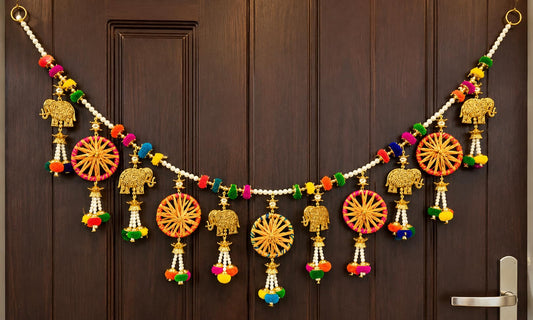 Sellplus Handmade Bandhanwar Toran Decorative | Festive Bandhanwar Toran Door Hanging for Diwali Ganesh Chaturthi Navratri Decoration (Pack of 1) (BDHW26)
