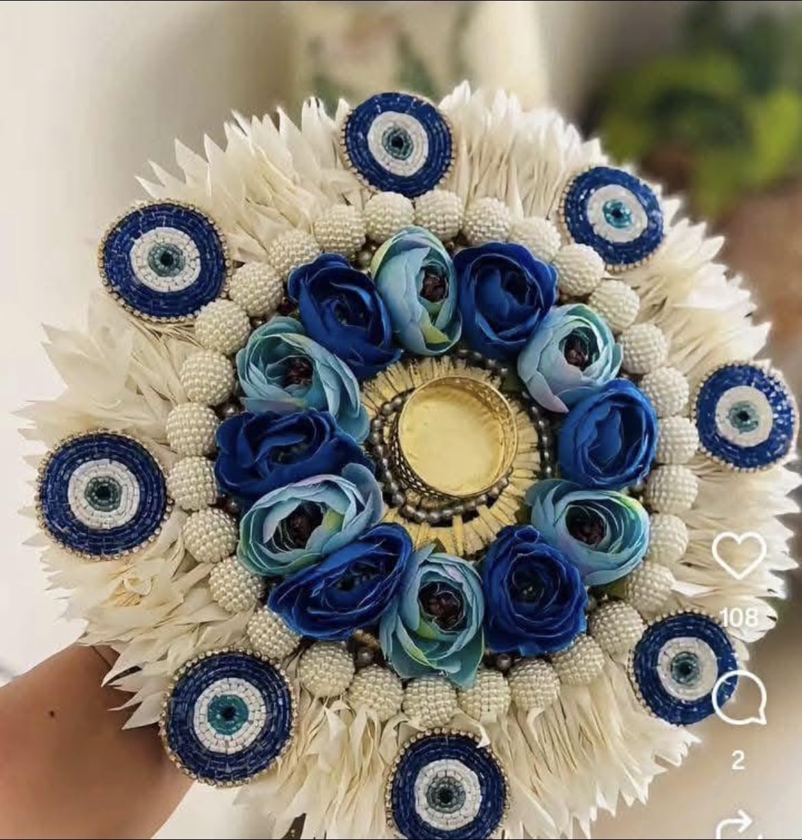 Sellplus Handmade Fabric & Bead Decorative Tealight Holder for Festival Puja Rangoli Decoration (Tealight-284)