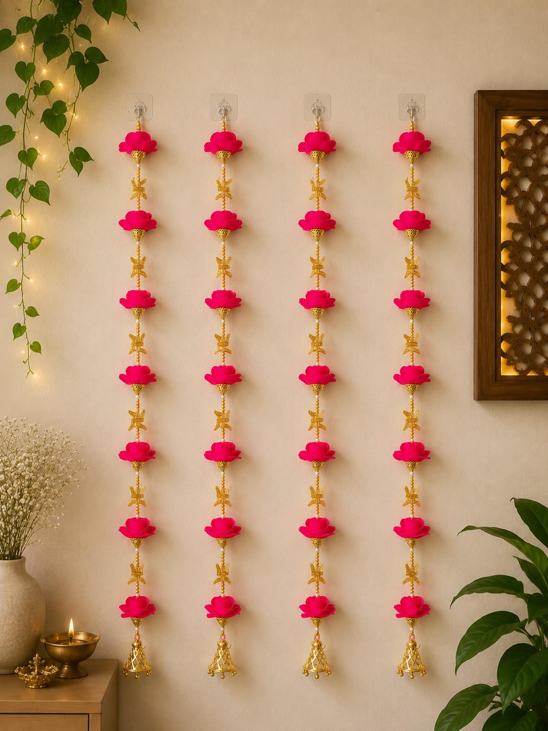 Nutts Handmade Decorative Paper Gajra Hanging | Flower Hanging for Home and Office Decor | Mogra Toran for Decoration (FlowerH37)