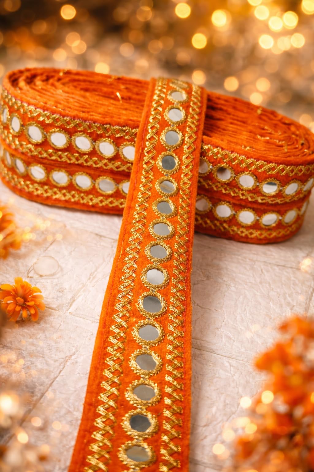 Nutts Decorative Designer Lace Border for Dupatta Suits & Saree Lace Trim Ribbon for Sewing Making and DIY Crafts (RM-LACE38-2)