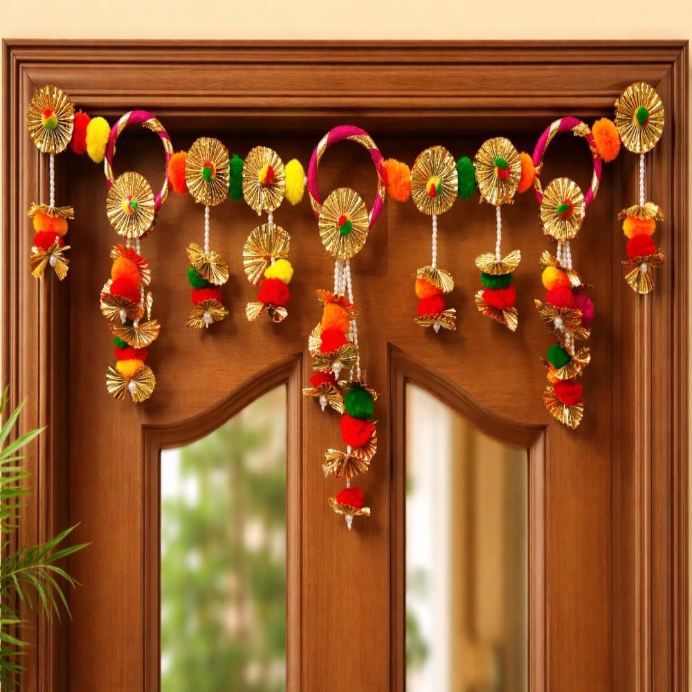 Sellplus Handmade Decorative Bandhanwar Toran Hanging Traditional Door Entrance Festival Home Decor Pooja Mandir Diwali Wedding (BDHW163)