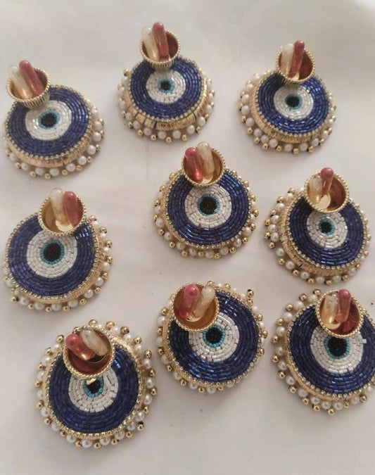 NUTTS Traditional Decorative Evil Eye Roli Chawal Bottles Decorative Holi Return Gifts for Festival Celebration Great for Wonderful Festive Holi Celebrations. (HOLIPLATE-73)