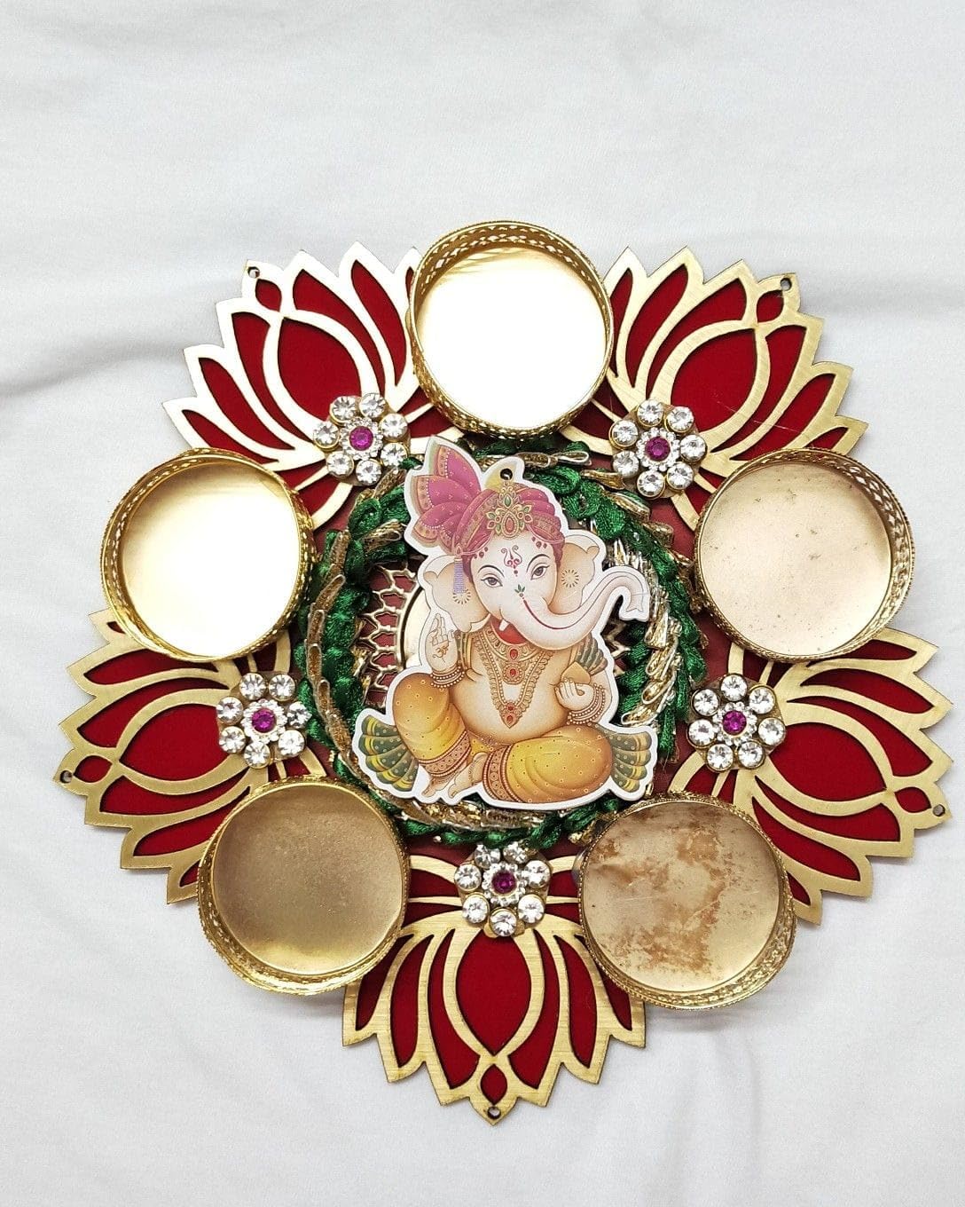 Sellplus Elegant Decorative Tealight Holder for Festival Pooja Home Decoration Wedding Mandir Decor Reusable Candle Holder(Pack of 1) (Tealight-235)