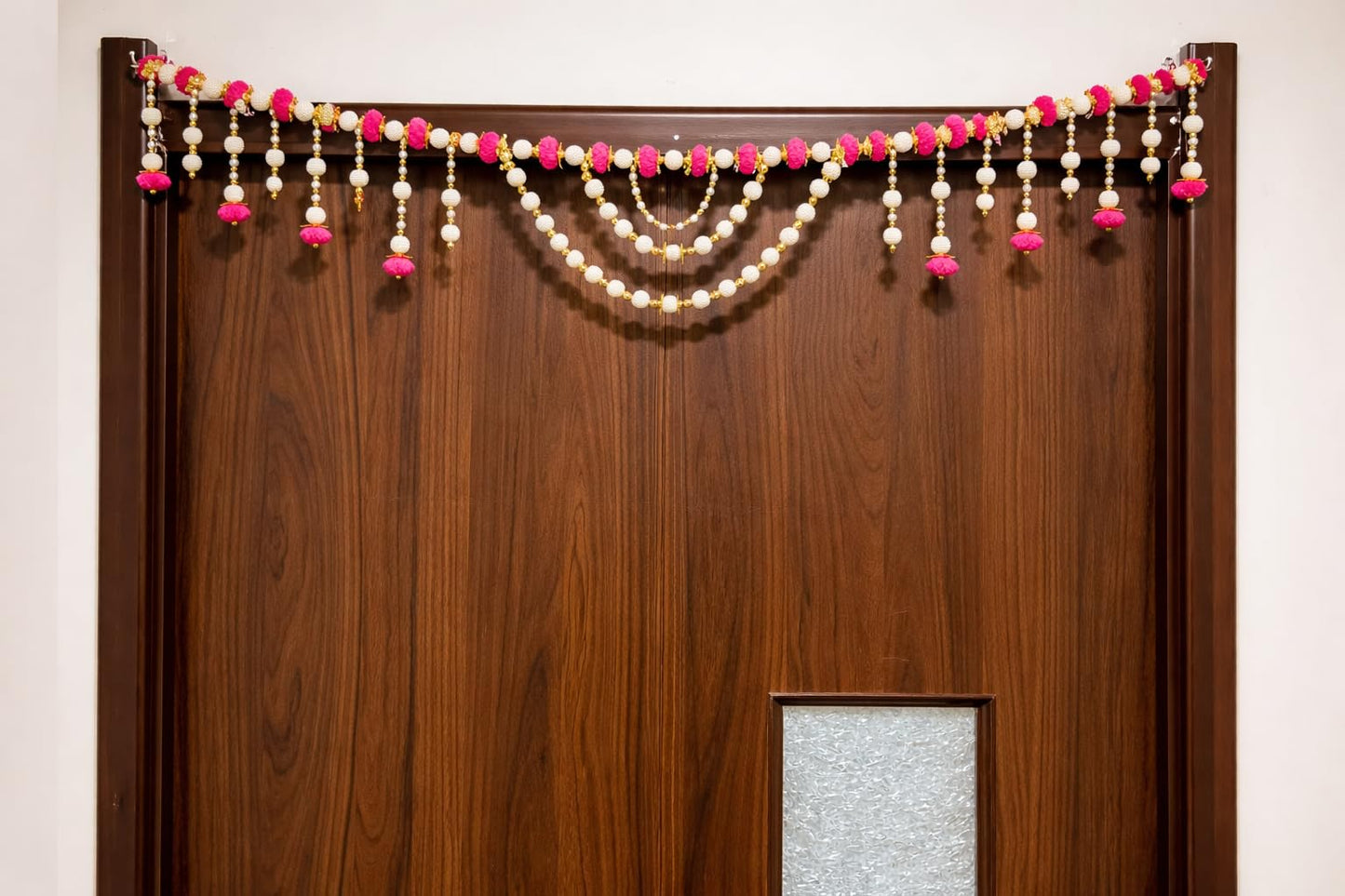 Sellplus Handmade Bandhanwar Decorations | Handmade Door Hanging Bandhanwar Toran with Beads and Floral Design (Pack of 1) (BDHW287)