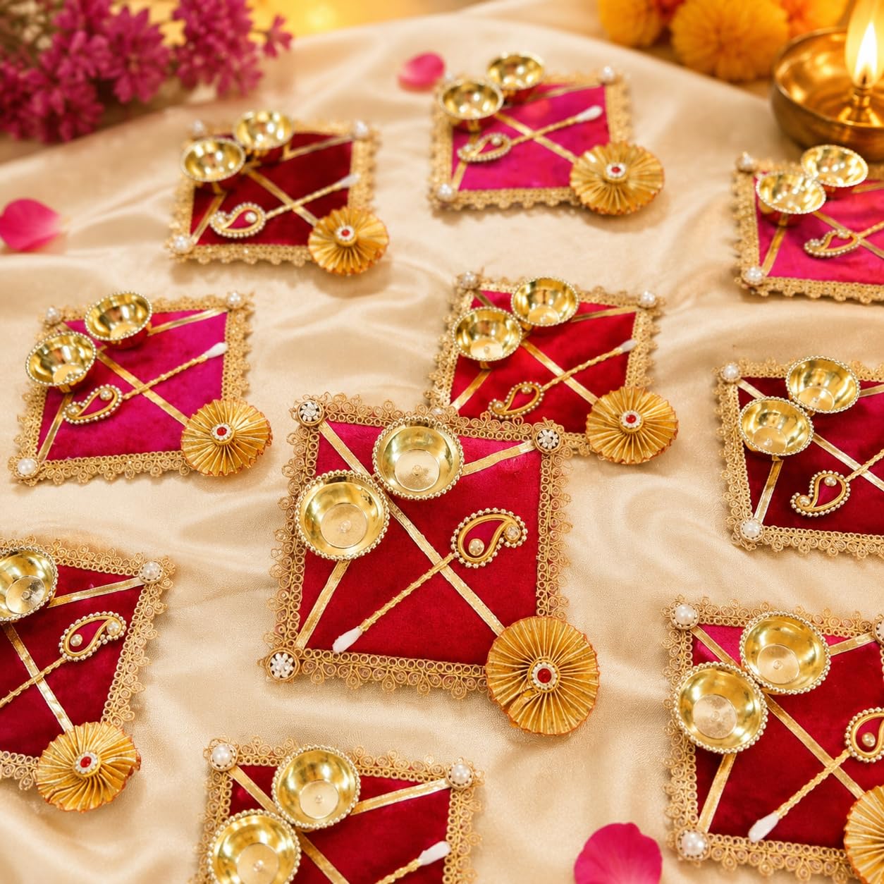 Sellplus Traditional Sacred Roli Chawal Pooja Tilak Set for Daily Worship Festival Rituals Home Temple Ceremonies Spiritual Essentials Blessings(Pack of 4) (RC48)