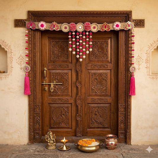 Sellplus Handmade Bandhanwar Toran Artificial Floral Decorative | Decorative Bandhanwar Toran Hanging | Door Wall Mandir Wedding and Housewarming Decoration (Pack of 1) (BDHW199)