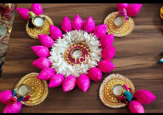 NUTTS  Handmade Decorative Rangoli Tealight Holder Traditional Festival Floor Decor Elegant Diwali Pooja Home Decoration Reusable Multicolor Design (Rang179)