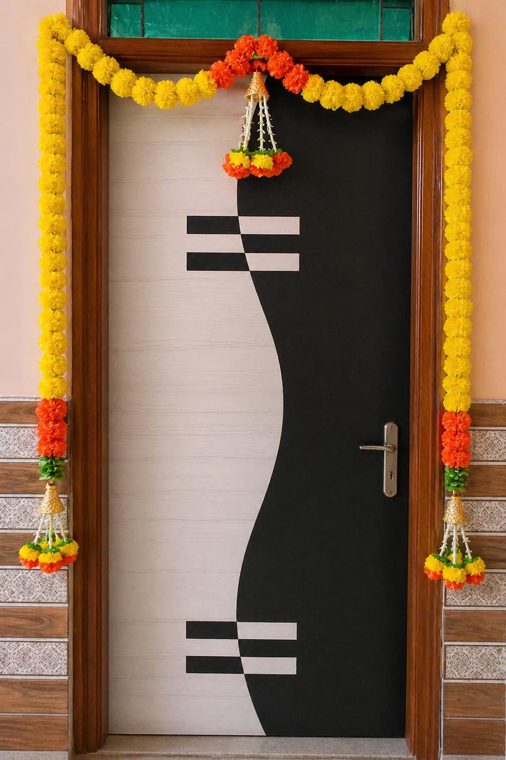 Sellplus Handmade Genda Rajnigandha Bandhanwar Traditional Floral Door Hanging for Home Temple Wedding Festival Entrance Decoration Reusable Decorative Toran (BDHW23)
