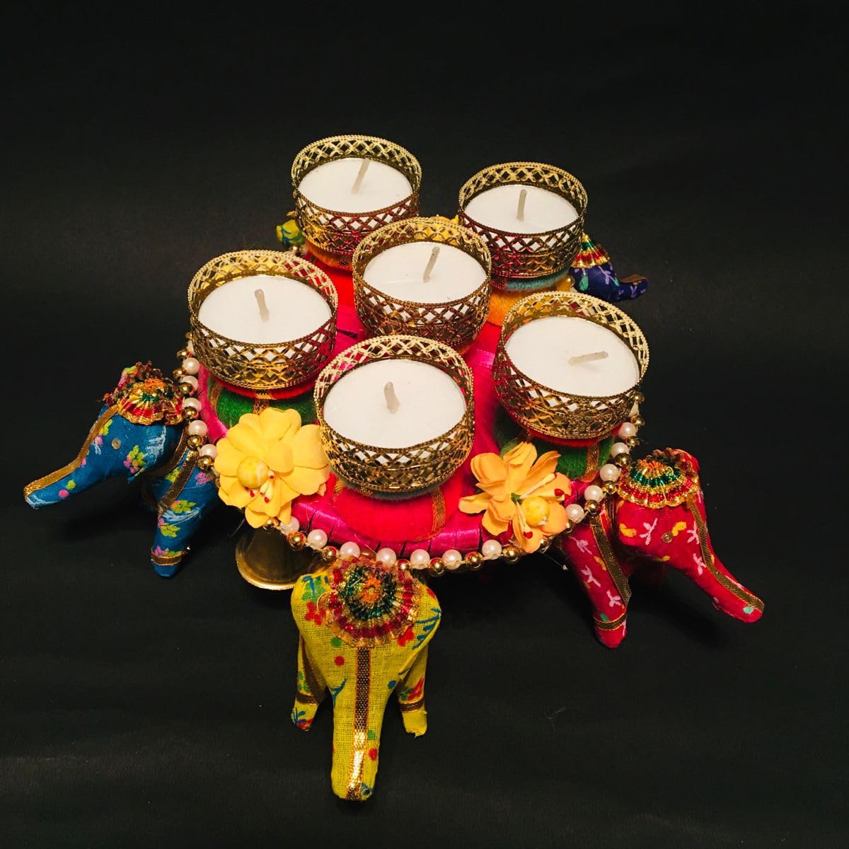 Sellplus Elegant Decorative Tealight Holder for Festival Pooja Home Decoration Wedding Living Room Mandir Decor Candle Holder(Pack of 2) (Tealight-232)