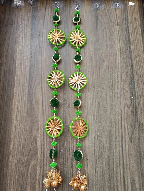 Nutts Decorative Multicolour Pom-Pom Toran | Traditional Jaal Chudi Toran for Home Decor | Hanging for Main Door (PMPMT31-2)
