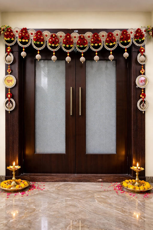 Sellplus Handmade Bandhanwar Multicolor Artificial Floral Decorations | Traditional Decorative Door Toran Bandhanwar Hanging for Festive Home Entrance Decor (Pack of 1) (BDHW264)