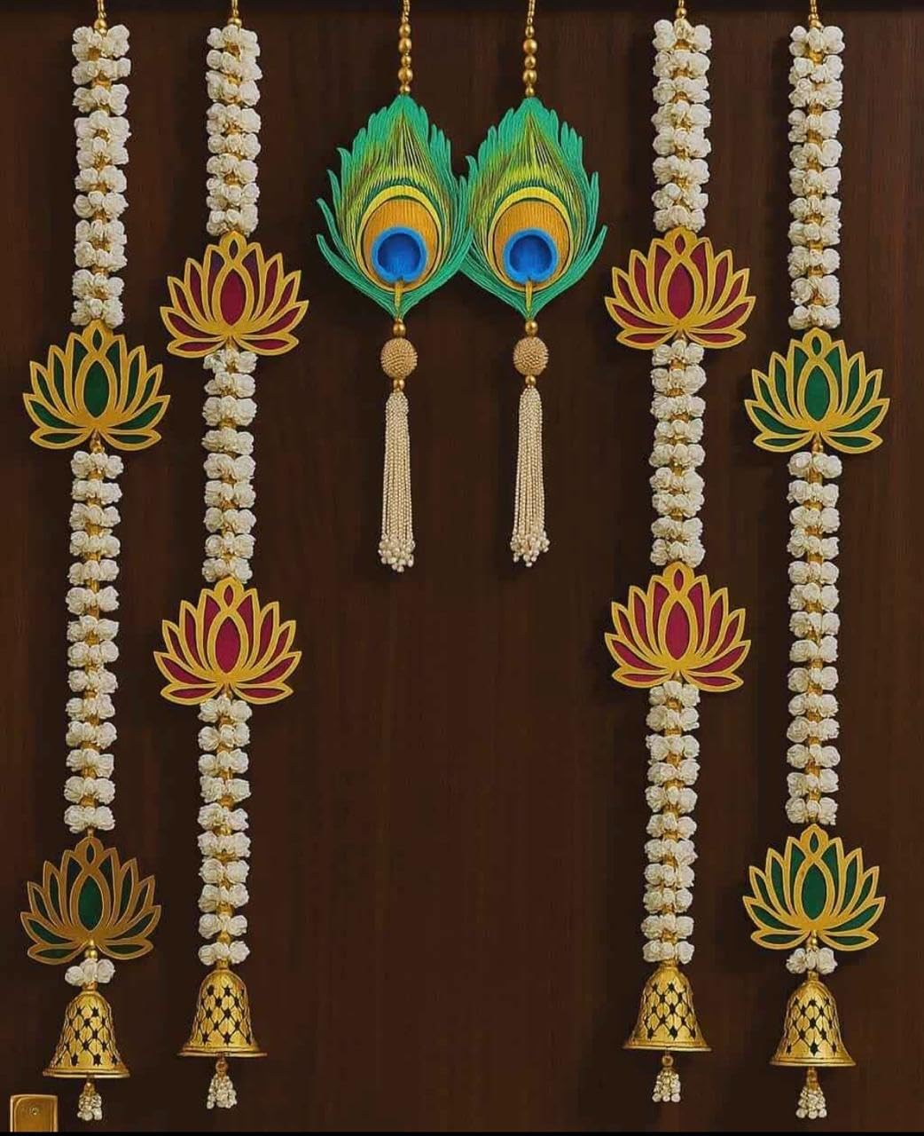 Nutts Handmade Decorative Paper Gajra Hanging | Flower Hanging for Home and Office Decor | Mogra Toran for Decoration (MOGRAH65)