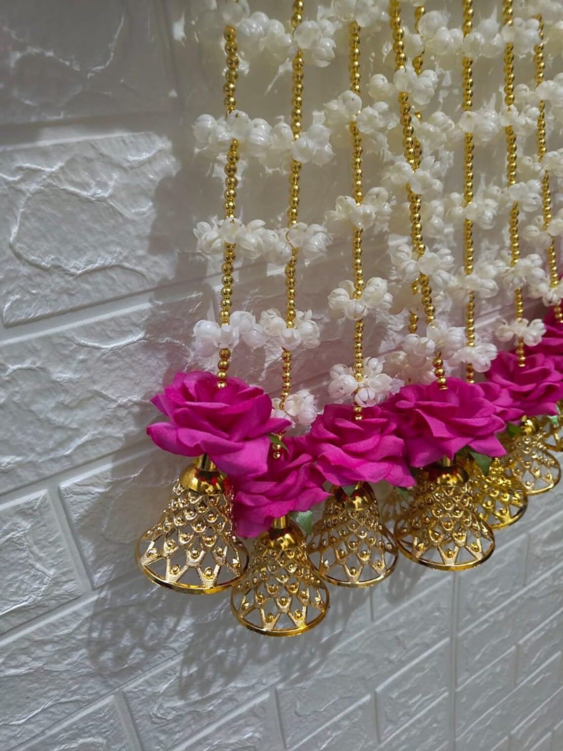 Nutts Handmade Decorative Mogra Bell Beads Hanging | Traditional Mogrra Hanging for Festival Decoration | Toran for Home Decor (MOGRAH05)