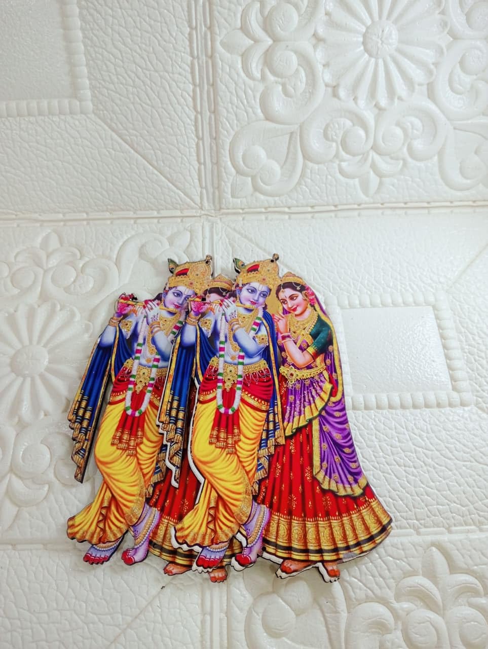 Nutts Wooden Radha Krishna Jii MDF Idols for Diwali & Pooja Decor Wooden MDF Idols Diwali Navratri & Pooja Decoration | Home Decor for Positivity (Pack of 2) (RM-MDFG22)